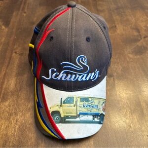 VTG Schwans Ice Cream Truck Hat Racing‎ Stripes Logo Collectible Rare